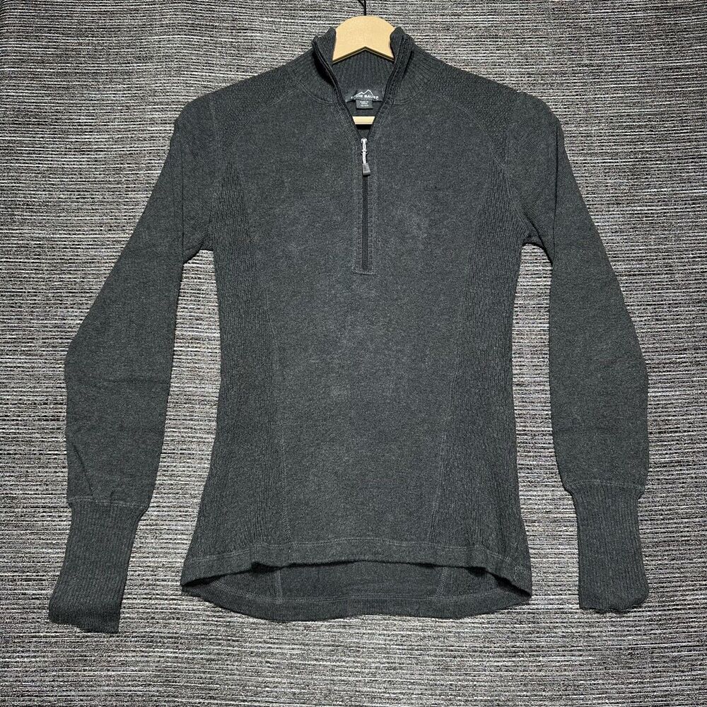 Eddie Bauer Sweater Women's XS Gray 1/2 Zip Pullover